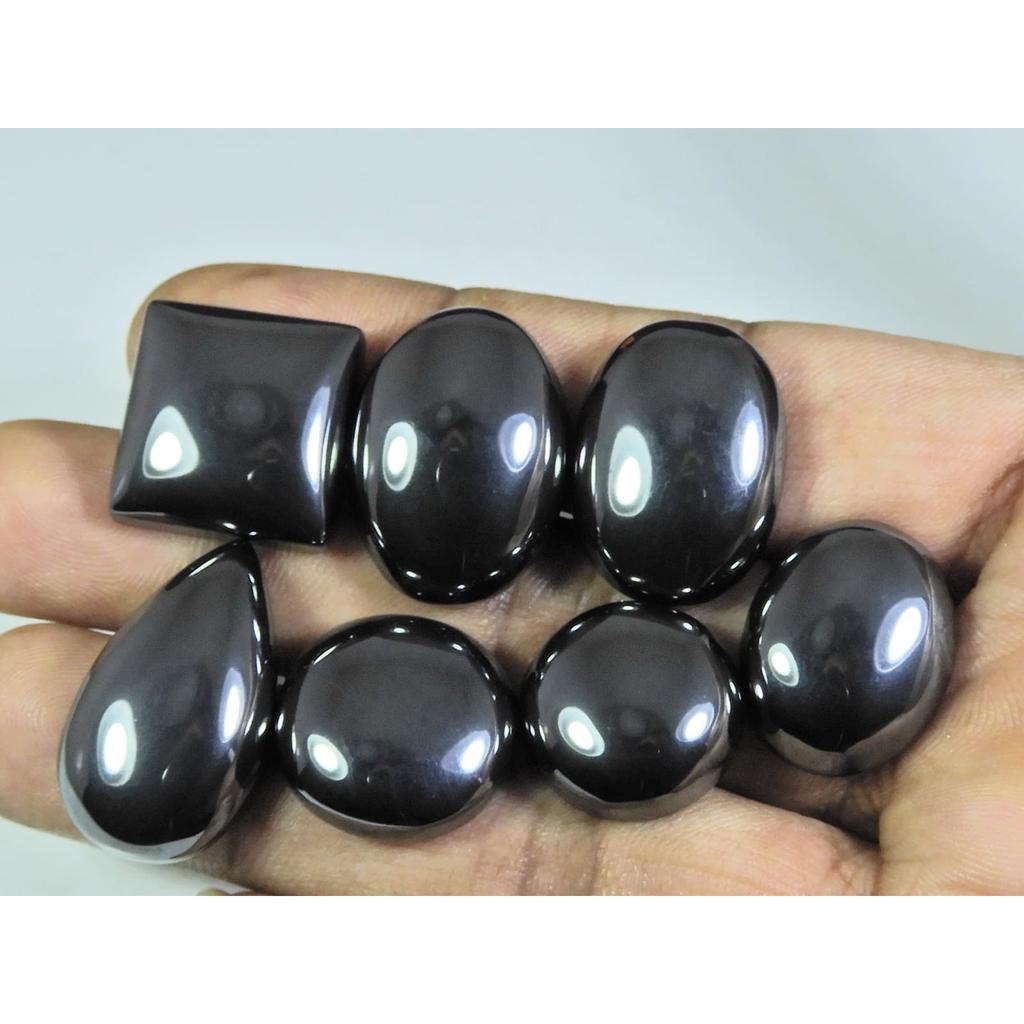 292Cts. Natural Hematite Mix Cabochon Loose Gemstone 7 Pcs Lot 17X17-16X23MM A-300