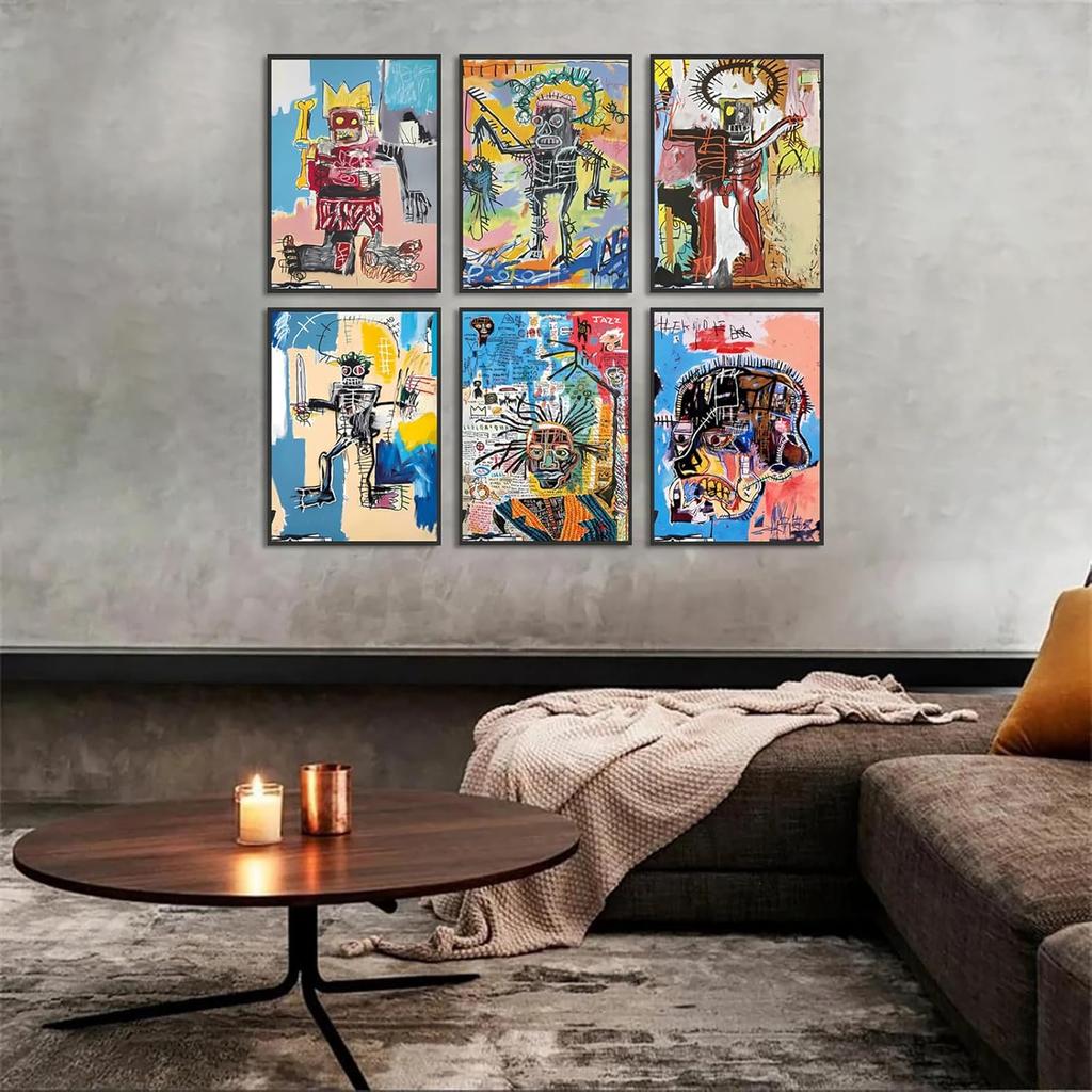6 Pcs Street Graffiti Wall Art Modern Abstract Poster Prints Wall Decor Artist colorful Print Canvas Painting Artwork for Living Room Bedroom