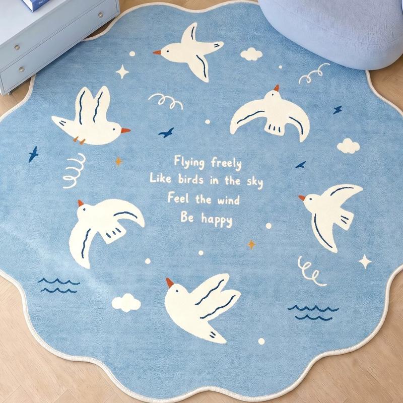 Girl Style Carpets for Living Room Healing Blue Bedroom Decor Carpet Fluffy Soft Irregular Shape Bedside Rug Home Cute Floor Mat