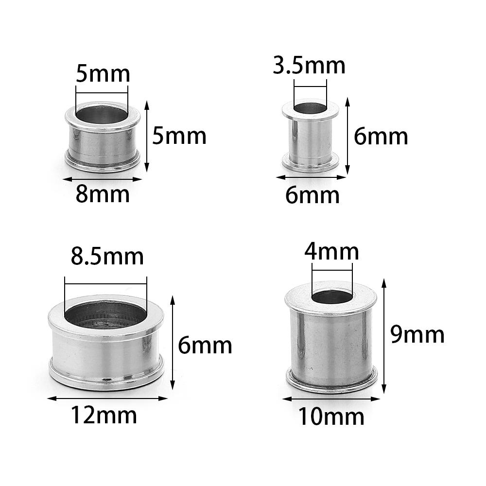 5-10pcs/lot Stainless Steel Spacer Beads Big Hole Round Big Hole Slider Beads DIY Jewelry Making Necklace Bracelet Accessories