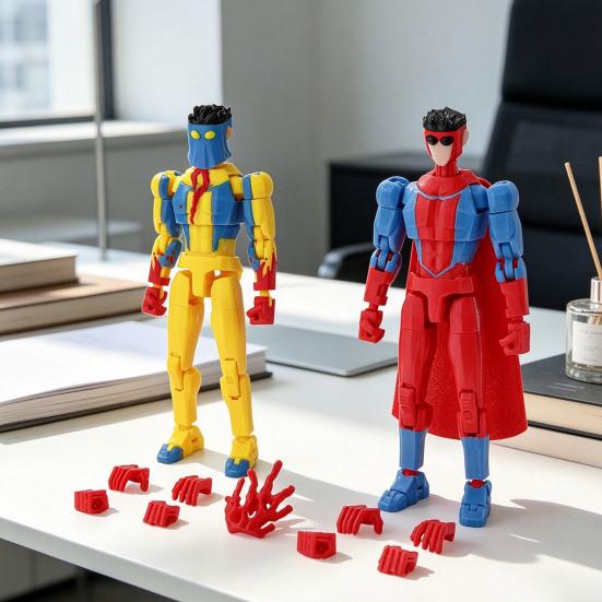 3D Printed Action Figure with Accessories Posable Cartoon Character Model Movable Joints Figure Decoration Collectible Gift for Animation Lovers