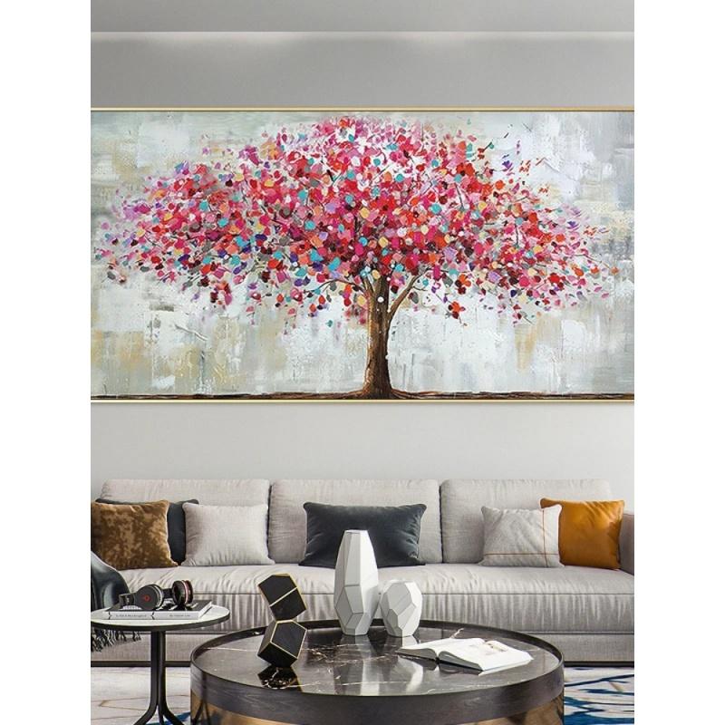 Nordic Abstract Wall Art Tree Color Leaf Color Block Line Texture Poster HD Oil On Canvas Print Home Living Room Decoration Gift