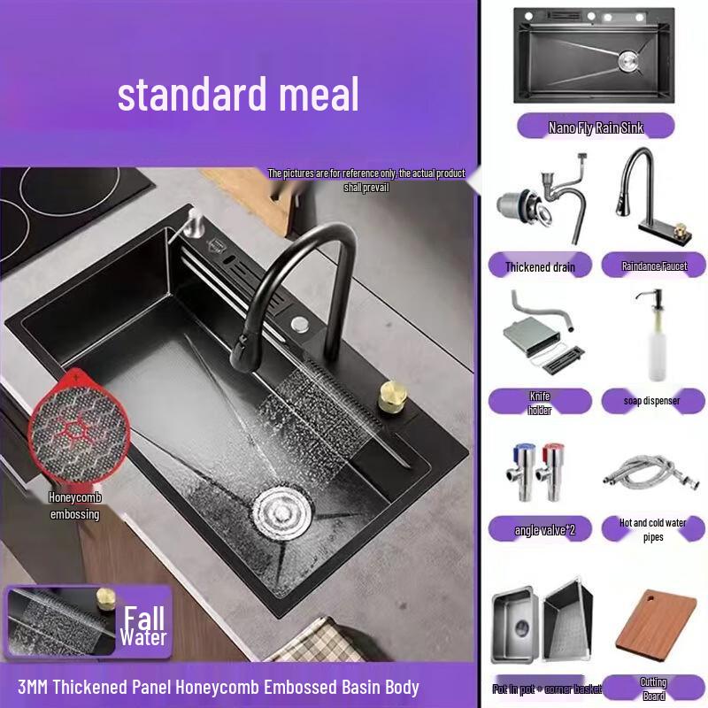 TLXT Flying Rain Waterfall Kitchen Sink Set