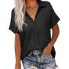 Women's Summer New Solid Colour Linen Shirt Short-sleeved Casual Loose Shirt