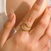 Stainless Steel Gold Color Irregular Geometric Opening Rings for Women Fashion Metal Texture Wide Rings Aesthetic Jewelry Gift