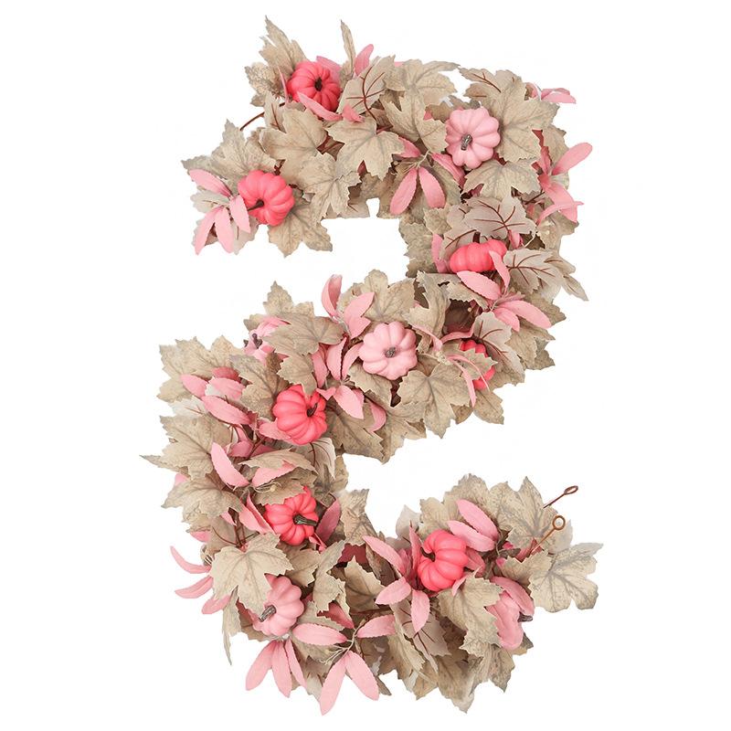 Simulation White Maple Leaf Pink Pumpkin Rattan Thanksgiving White Maple Leaf Pink Simulation Rattan