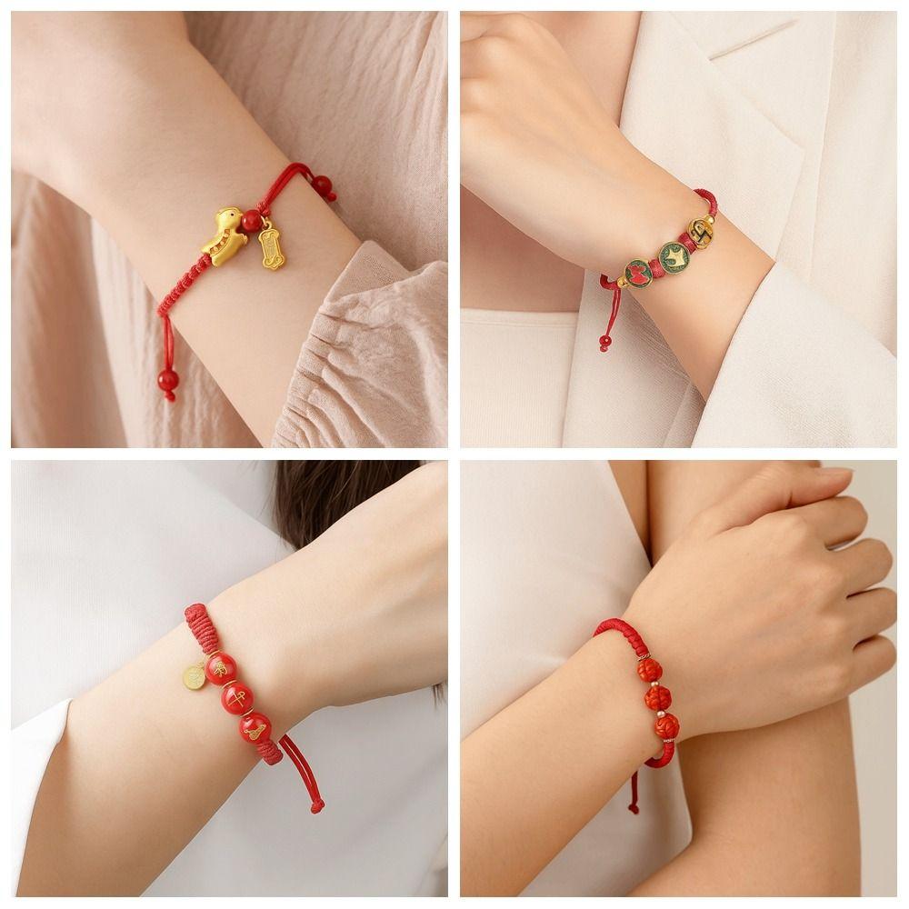 Calabash Zodiac Horse Bracelet Year of The Horse Chinese Red Handrope Decoration