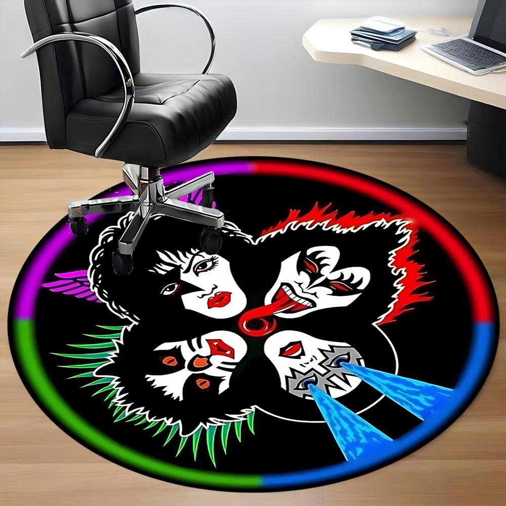 1pc KISS Band Office Round Area Rug, Under Office Chairs Bedroom Living Room Home Decor a1016261