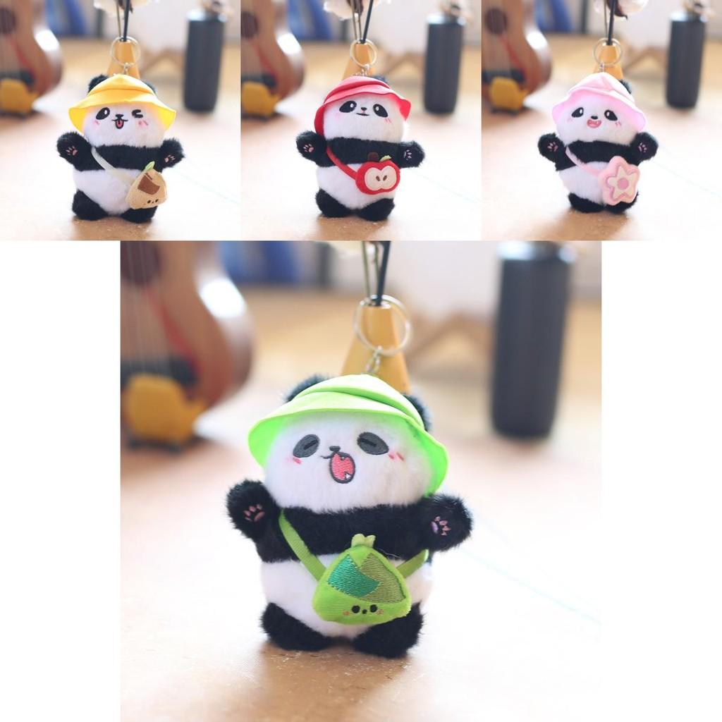 Charming Mini Plush Panda Keychain Cozy Stuffed Animal Hanging Doll For Kids