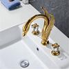 Tuqiu Gold Bathroom Faucet Widespread Brass and Crystal Basin Faucet Tap Luxury Basin Mixer Hot And Cold Shower Room Sink Faucet