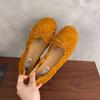 Fashion SUOJIALUN Autumn New Brand Women Flat Shoes Fashion Round Toe Pleated Shallow Slip On Boat Shoes Soft Flat Heel Single Shoes