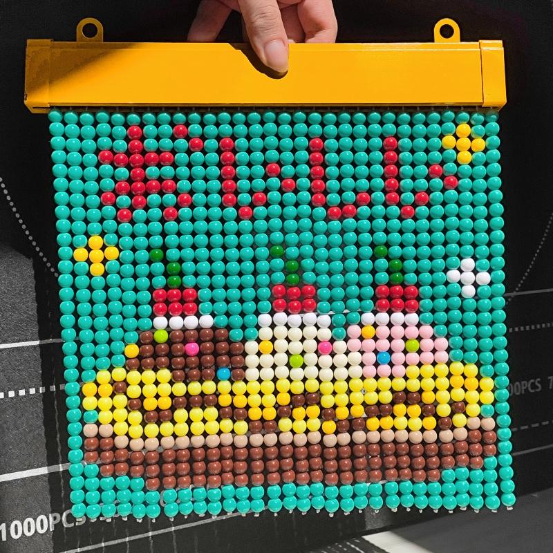 Vintage Caramel Pudding Pattern Bead Mini Curtain Decorative Crafts Kawaii Sushi Beaded Painting for Girls Room Decor INS Style