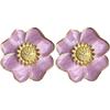 Retro oil painting flower earrings French super fairy purple oil drop earrings high-end earrings