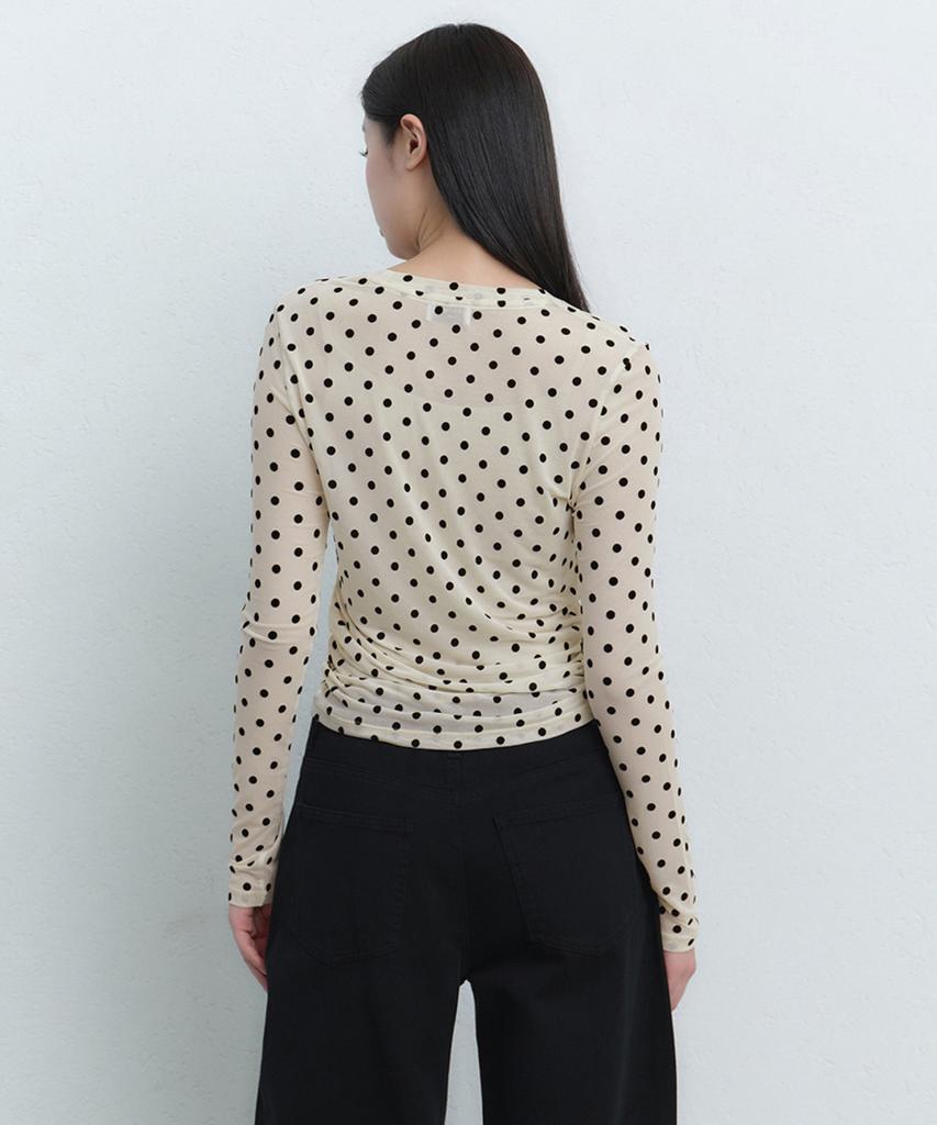 MUSINSA STANDARD WOMAN Women'S Polka Dot Sheer Long Sleeve T-Shirt [Cream]