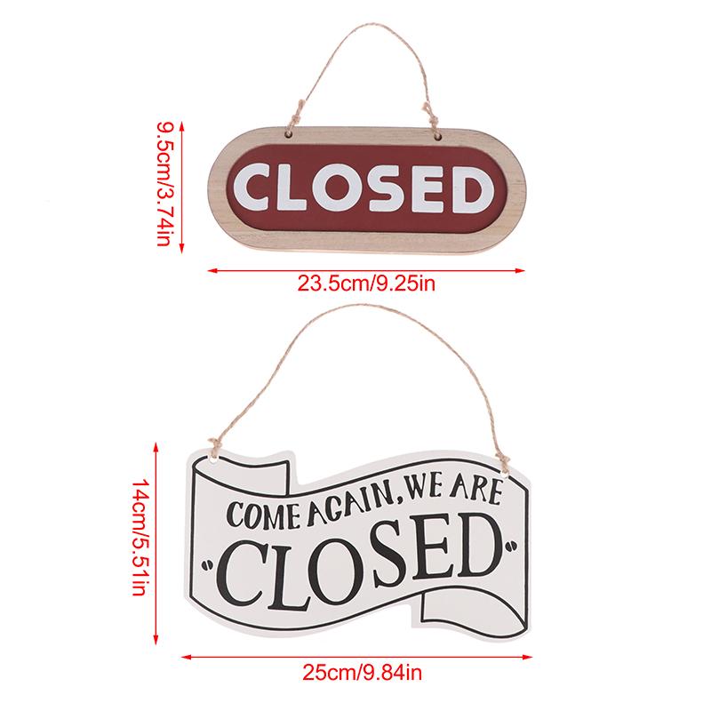 Double Sided Open Closed Sign Hanging Wooden Board With Rope For Business Shop Door Store Hours Status Tag European Style