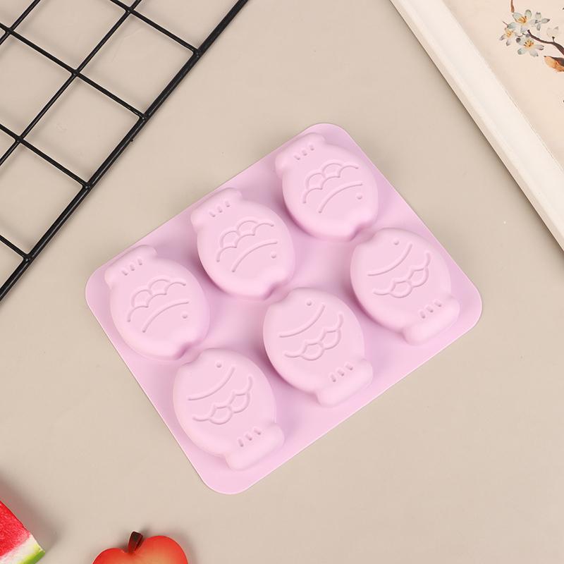 6 Holes Cartoon Small Fish Silicone Cake Mold Handmade Soap Mold Diy Chocolate Pudding Jelly Fondant Baking Cake Decorating Tool