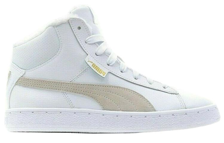 Men's Sneakers PUMA Mid Leather Fur Lined Cozy Stay Warm Mid Top Casual Skate Shoes Unisex White Fleece Lined
