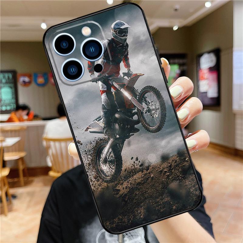 Moto Cross Motorrad Sport Hülle Für iPhone 17 16 15 13 12 11 14 Pro Max Mini Plus 16e 17 Air Bumper Hülle Zubehör