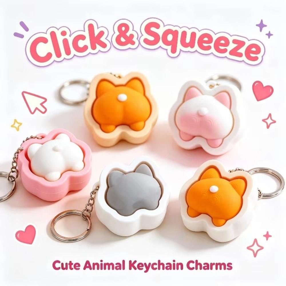 Slow Resbound Finger Button Clicker Soft Squeeze Toy Keychain Fidget Keychain  Holiday Gifts