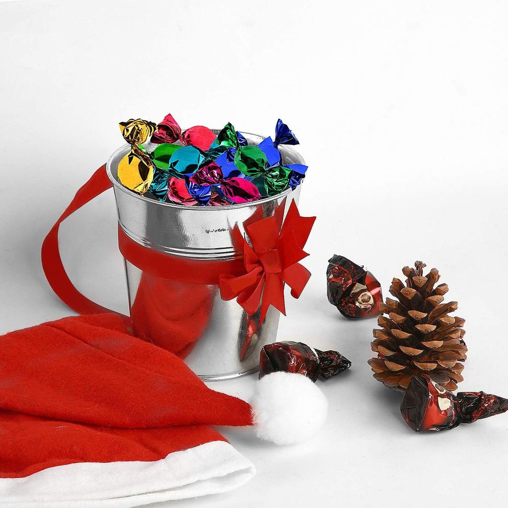 KINJOEK 8 Packs 4.72 X 4.72 X 3.54 Inch Galvanized Bucket Metal Planter, Silver Round Flower Pot Plant Basket for Balconies, Gardens, Patios, Office,