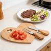 1 Set Heart Cheese Board: Wood Cheese Board - Charcuterie Tray For Dessert Serving With Cutter Fork