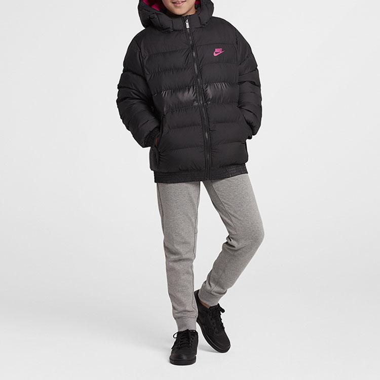 Nike Sportswear Solid Color Casual Lace-Up Mid-Rise Knit Joggers Kids Joggers Dark-Heather-Gray AJ6721-063