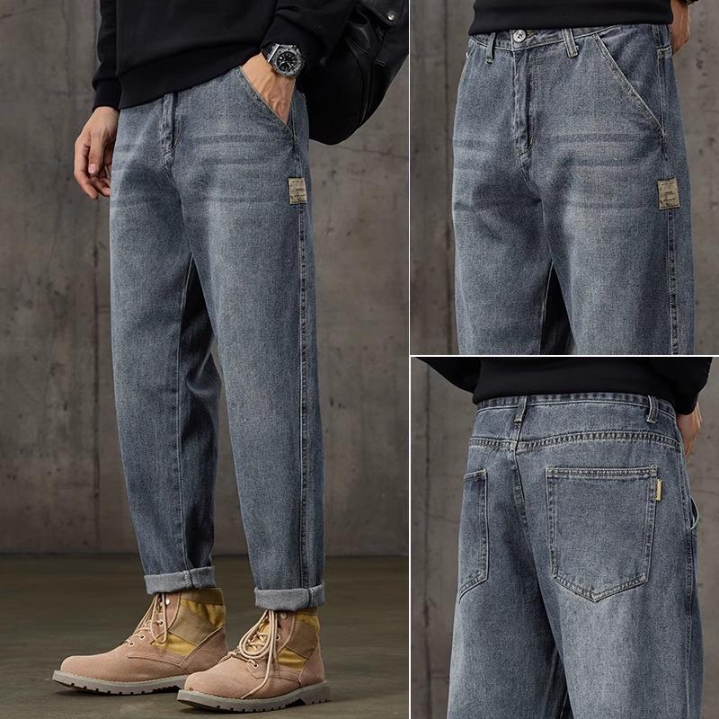 Spring And Autumn Winter New Men'S Plush/Regular Jeans Slimming Straight Stretch Business Versatile Long Pants