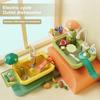 1 Conjunto de Brinquedos de Máquina de Lavar Louça Acessórios Ricos Torneira Giratória de 90 Graus Divertido Desenho Animado Circulação de Água Habilidade Manual ABS Crianças Cozinha Mini Máquina de Lavar Louça