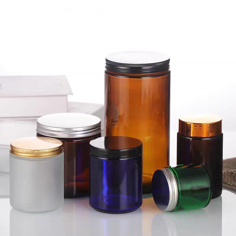 Amber Glass Candle Holder Jar