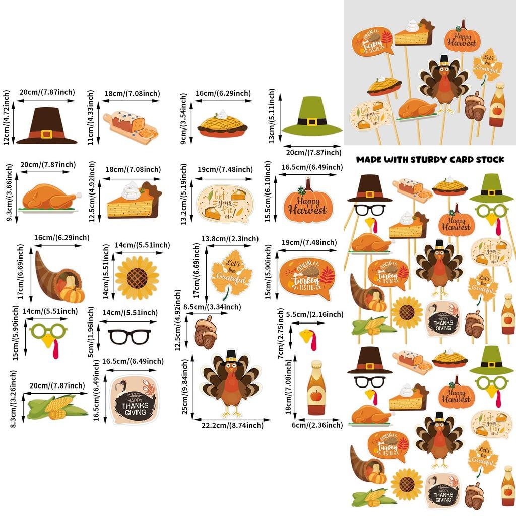 Thanksgiving Day Party Photo Props With Turkey Design For Festive Home Celebration Set