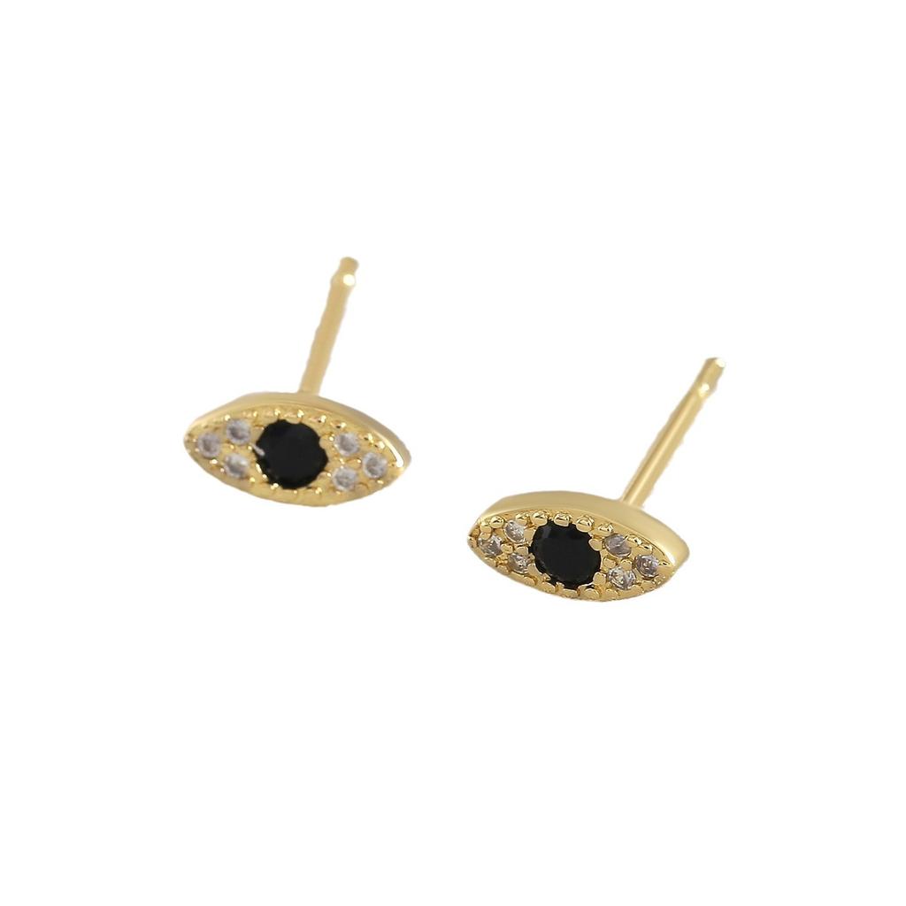 Mini Luxury-style Diamond-encrusted Eye Stud Earrings with A Fashionable Retro Vibe and Versatile Appeal - Devil's Eye Earrings Accessory.