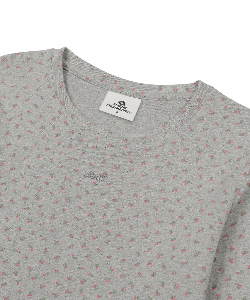 SUNDAY FRUIT MARKET W) Sun Flower Ls Tee Gray