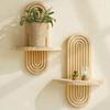 Elegant Wooden Arched Floating Shelf Decorative Rainbow Arch Books Storage Display Rack Bedroom Wall Decoration