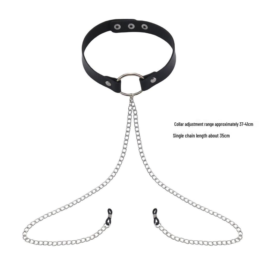 Elegant Choker with Nipple Clamps: Adult Training & Flirting Toy for Couples