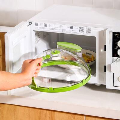Neue Mikrowellen-Abdeckung für Lebensmittel, transparente Mikrowellen-Spritzschutzabdeckung mit Wasserdampfer und Griff, 10-Zoll-Tellerabdeckungen, Küchenhelfer