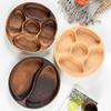 Piatto rotondo in legno massello stile giapponese per frutta con cinque scomparti - Ideale per snack e frutta secca