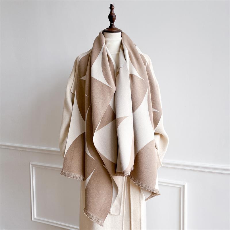 

Geometry Pattern Thick Pashmina Blanket for Women Winter Warm Tassel Shawl Wrap Cashmere Scarf Lady Neckerchief Poncho Stoles 60x185CM