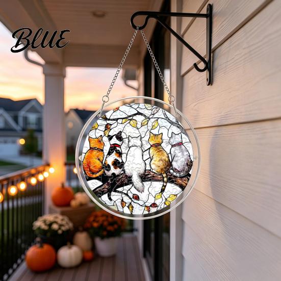 Acrylic Block Suncatcher Halloween Scary Bat Pumpkin Jigsaw Puzzle Suncatcher Stained Glass Style