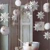 Set of Six 3D Paper Snowflake Hanging Decorations for Store Windows