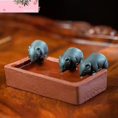 Chinese Yixing Purple Clay Tea Pet Handmade Three Mouse Animal Ornaments Sculpture Tea Figurine Crafts Tea Set Decoration Art