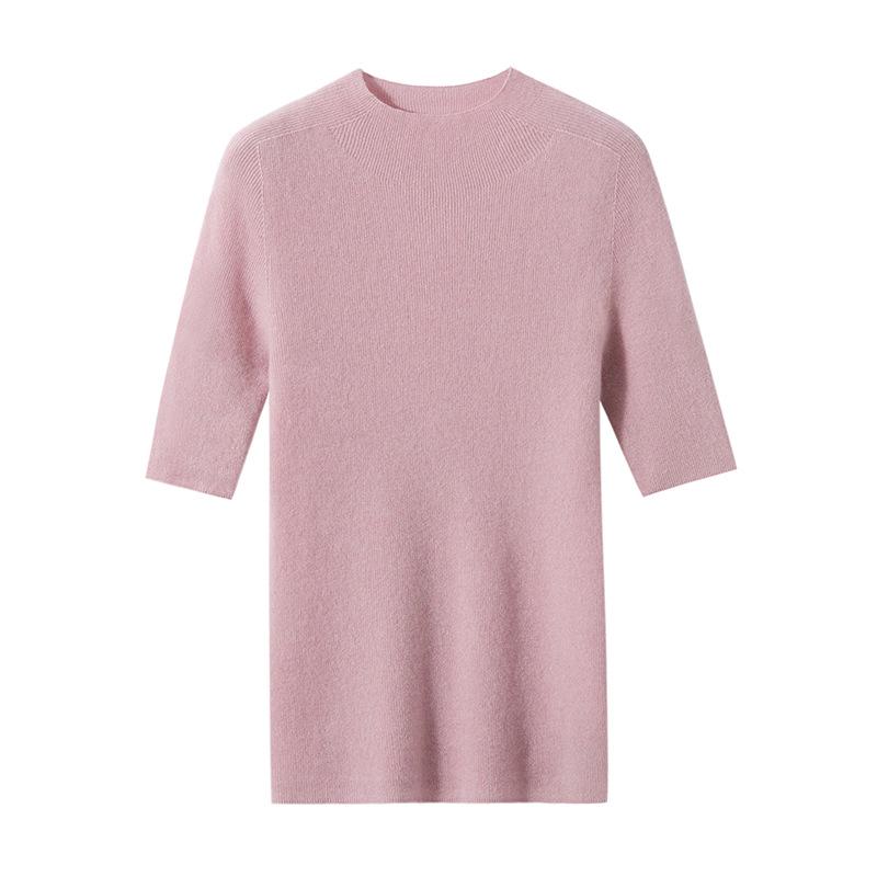 Elegant Fine-Spun Cashmere Mid-Sleeve Knit Turtleneck Pullover