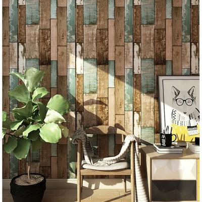 3D hnědá zelená dřevěná tapeta s odlupováním a lepením Samolepicí kontaktní papír Odnímatelná vodotěsná tapeta pro renovaci nábytku