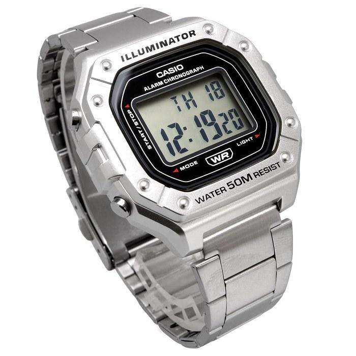 Casio Standard Digital Watch W-218HD-1AV Men's Silver Metal Band