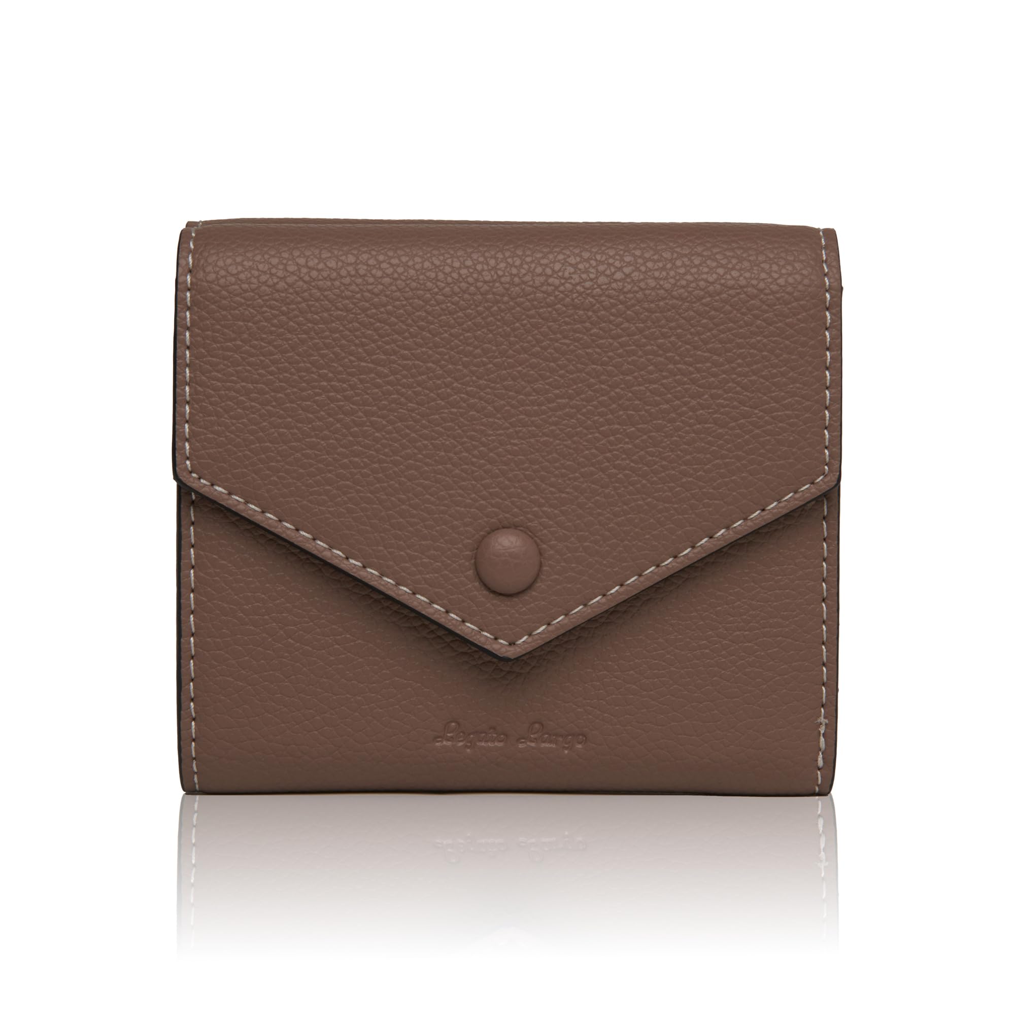Walnut button folding wallet