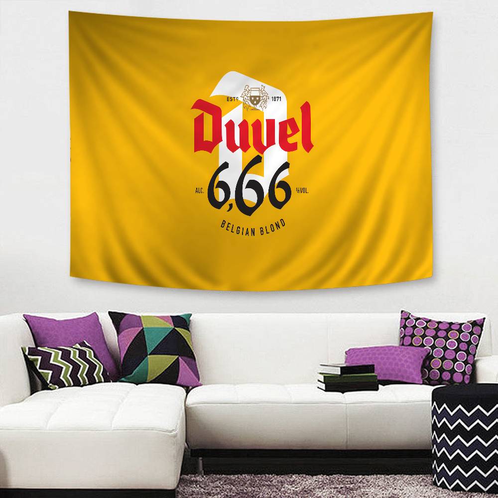 Duvel Bier Anime Wandteppich Hippie Blume Wandteppiche Schlafsaal Dekor Wandbehang Heimdekor