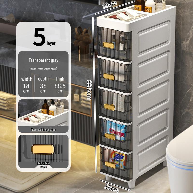 Waterproof Ultra-Narrow Storage Cabinet for Bathroom, Kitchen, and Refrigerator Gaps