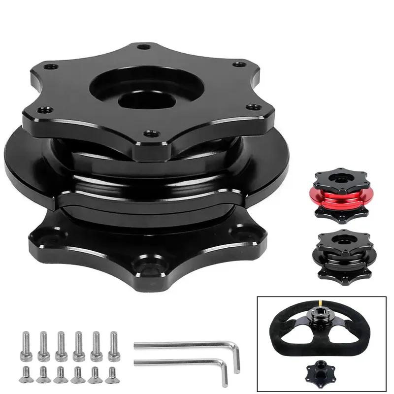 Car Steering Wheel Quick Release Hub Universal D Shaped Quick Release Hub Adapter Boss Kit Fit 6-bolt X 70mm Pattern Short Hubs