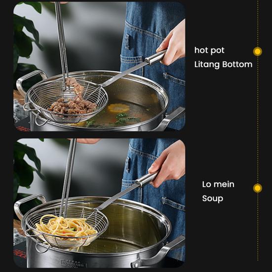 Stainless Steel Slotted Spoon Large Mesh Strainer Ladle for Frying Steaming Hot Pot Kitchen