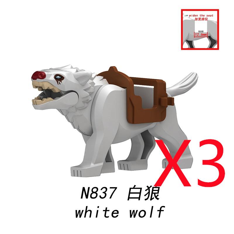 MOC Building Blocks Military Napoleon Cavalry Gothic Warhorse Animal Wolf Seat Widened Saddle Rope Accessories Brick Toy Gifts