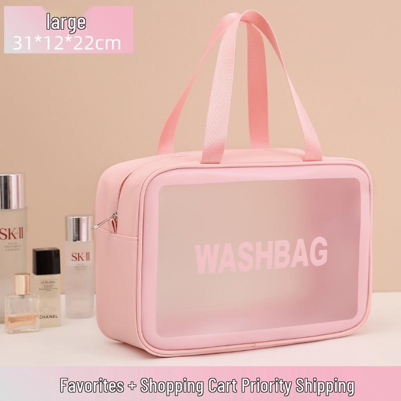 Large Capacity Frosted Transparent PVC Travel Wash Bag - Waterproof Makeup Bag
